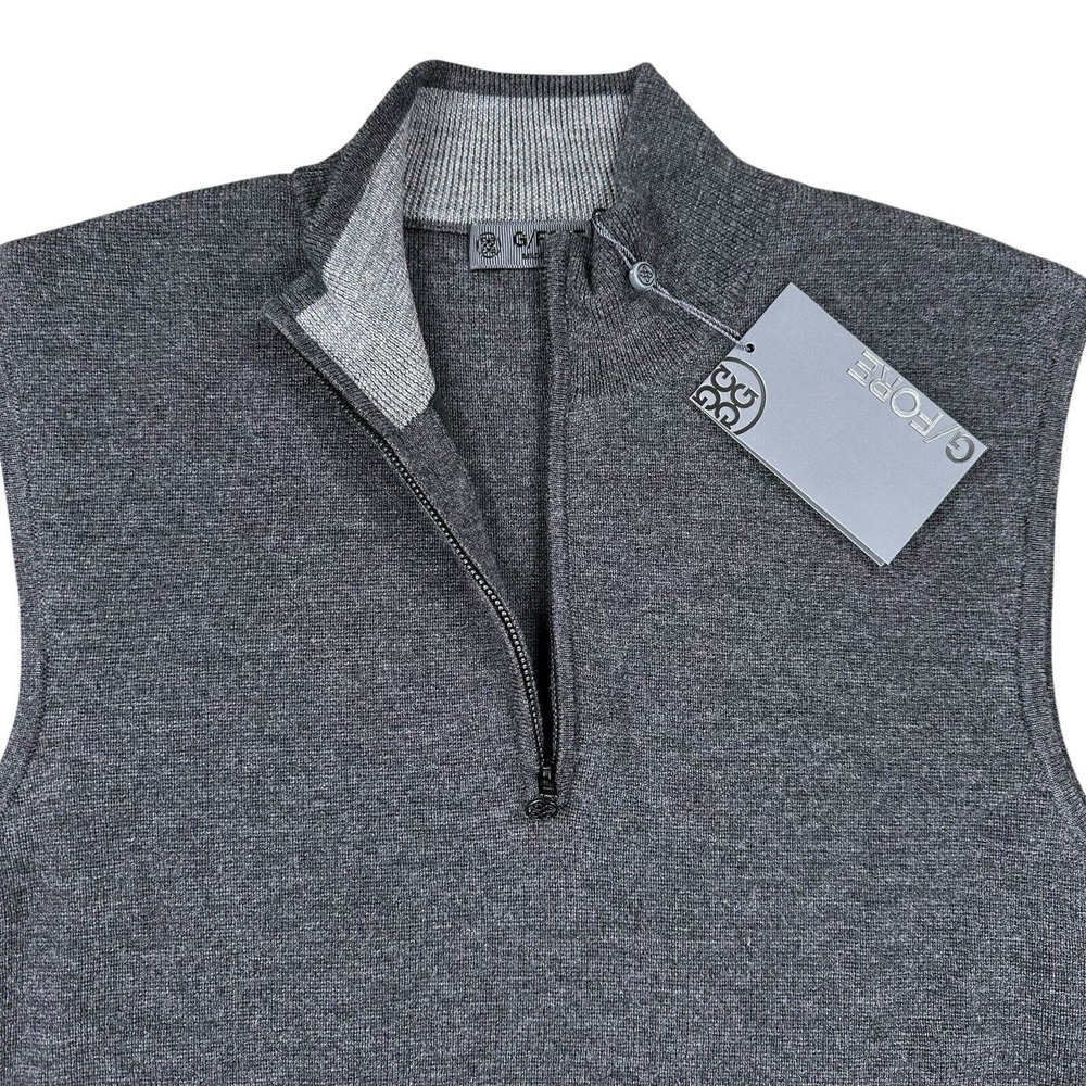NEW GFore Men's Small Sleeveless Sweater Tech Lined Merino Wool Gray 1/4 Zip